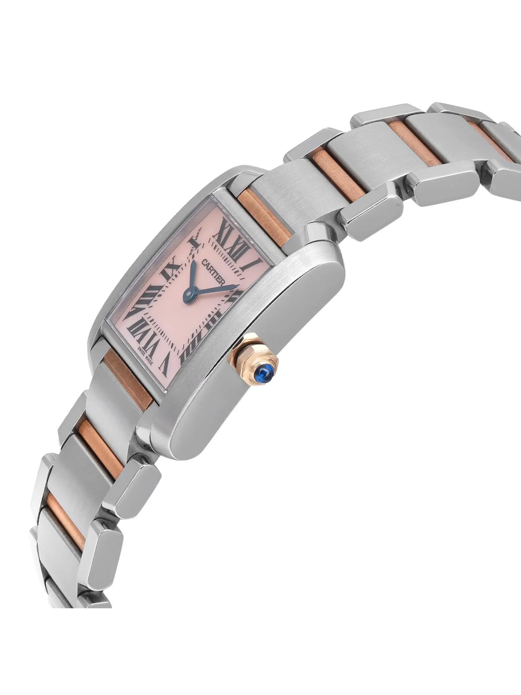 Ladies Watch Francaise 2384 Gold MOP Rose Steel Quartz Dial Cartier 18K Tank