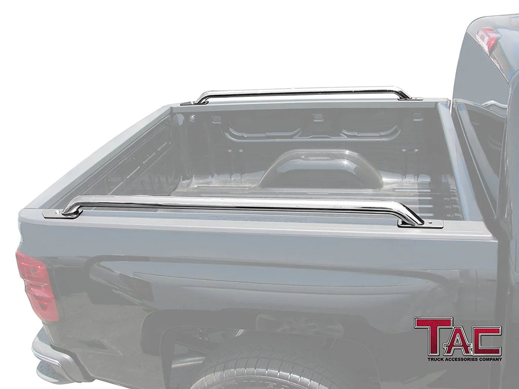 Stainless 2014-2024 Short T304 Bed Side Exterior rails Bed Off Steel 2pcs 1500/GMC Sierra Automotive 1500 Rails Chevy TAC Road Silverado 5.5ft Accessories truck Fit