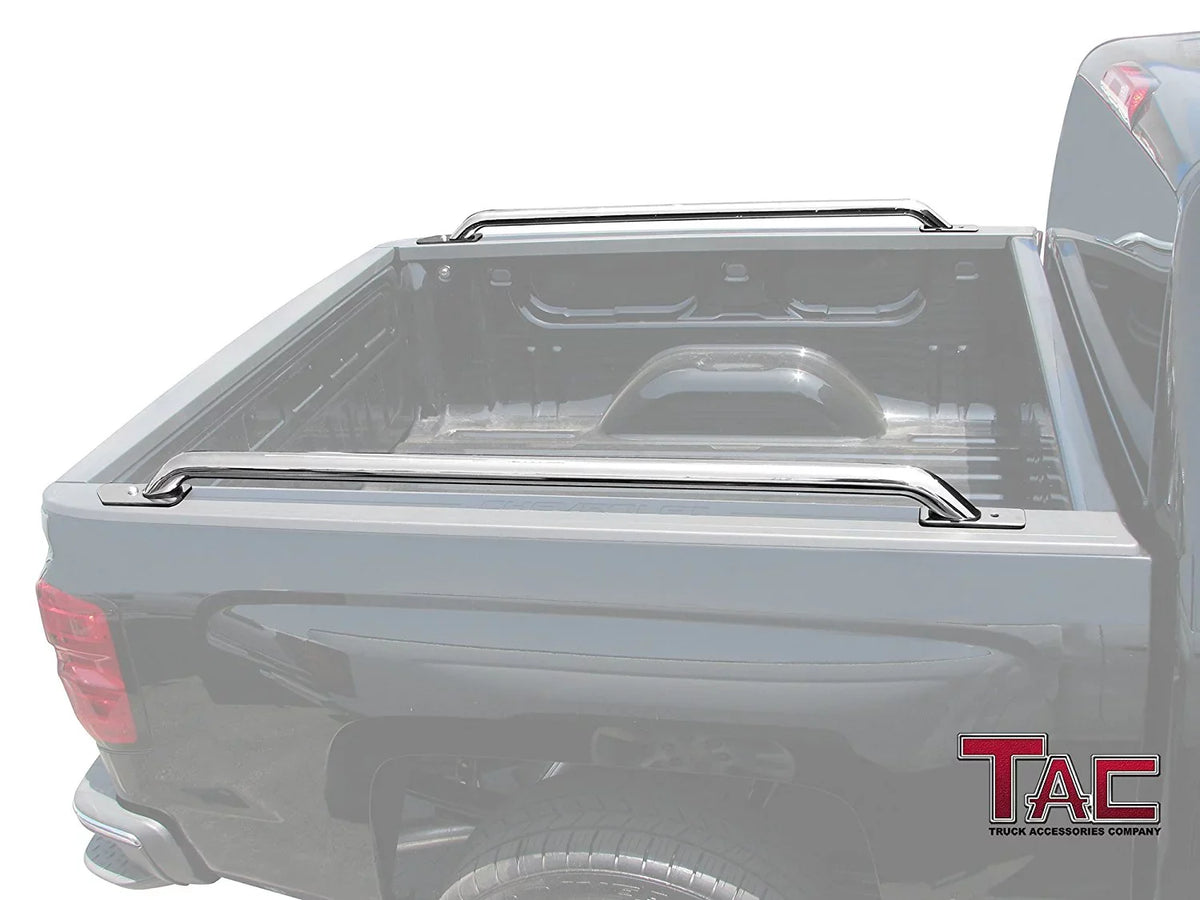 Stainless 2014-2024 Short T304 Bed Side Exterior rails Bed Off Steel 2pcs 1500/GMC Sierra Automotive 1500 Rails Chevy TAC Road Silverado 5.5ft Accessories truck Fit