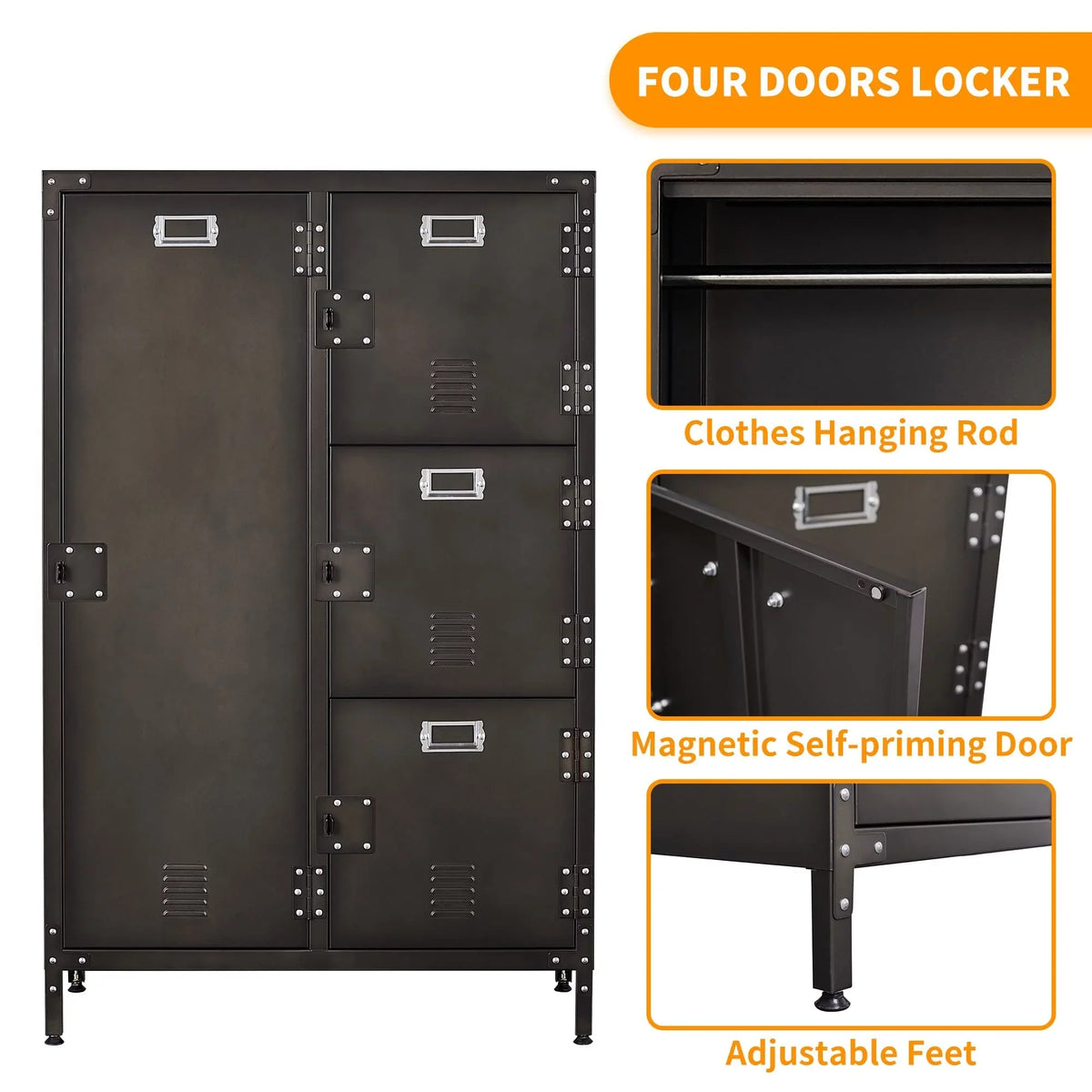 4 Employees,71" Staff,Home Steel Cabinet Lockers Storage STANI Sundries,Gym,School Office Door for Metal Lockable with for