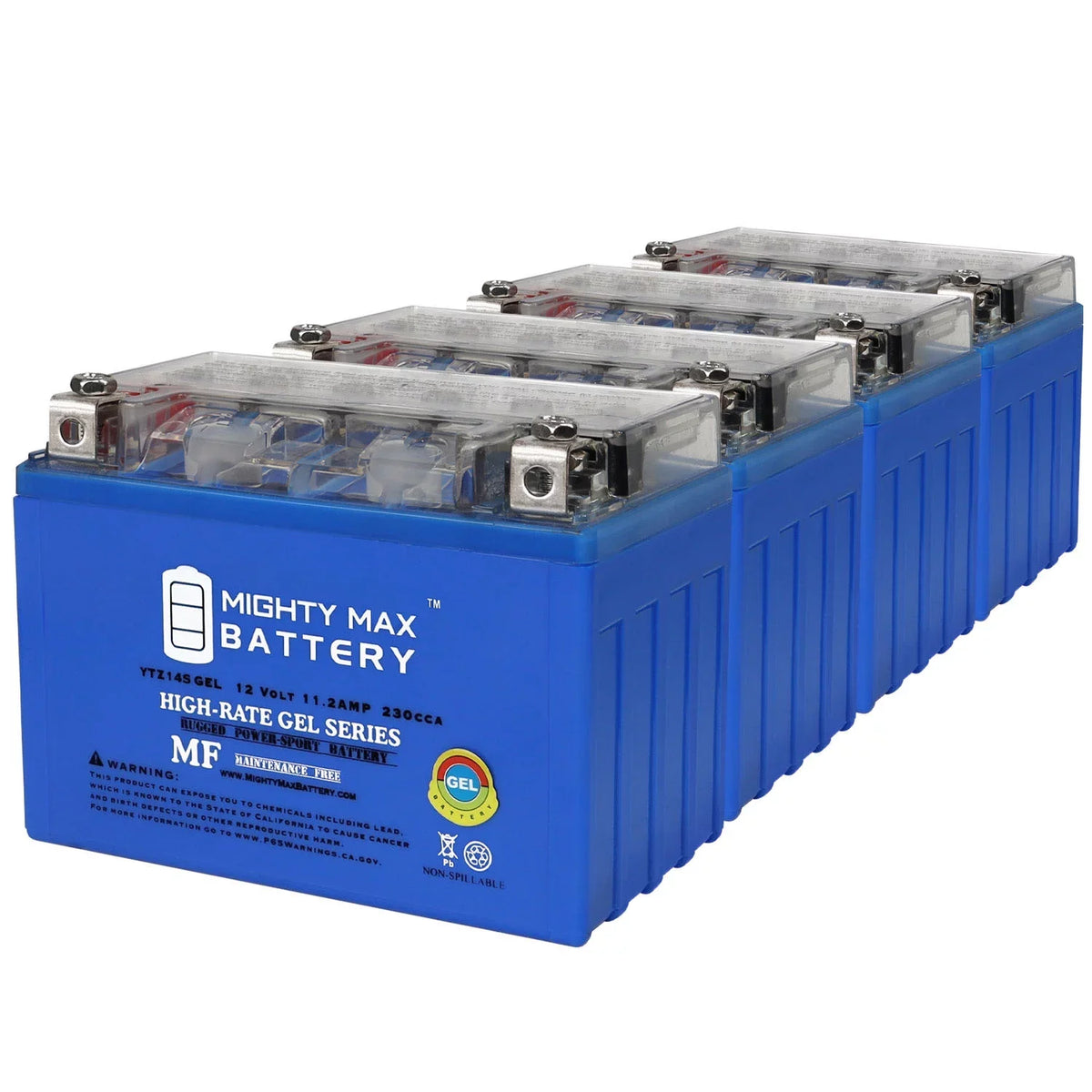 11.2AH 10-18 12V Replacement Honda - compatible Phantom Battery YTZ14SGEL RS 750 Pack 4 with