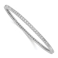 2.3mm Row Slip-on Cubic Silver Zirconia Rhodium-plated Single Sterling Bangle Silver Primal