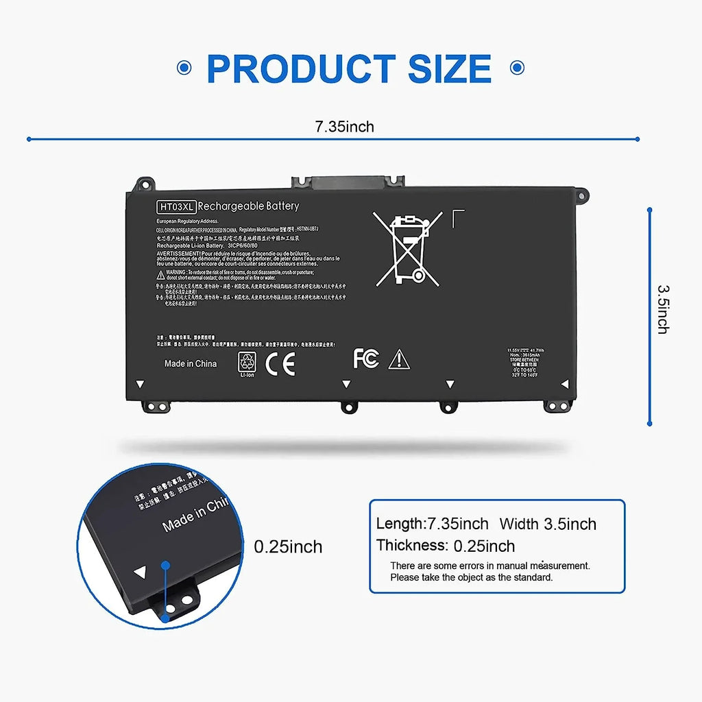 245 14-CE 41.7Wh 14-CK 15-CS 14-CK0001LA Laptop HT03XL 240 14-CK0061ST HP Pavilion 14-DQ G7 for y L11119-855