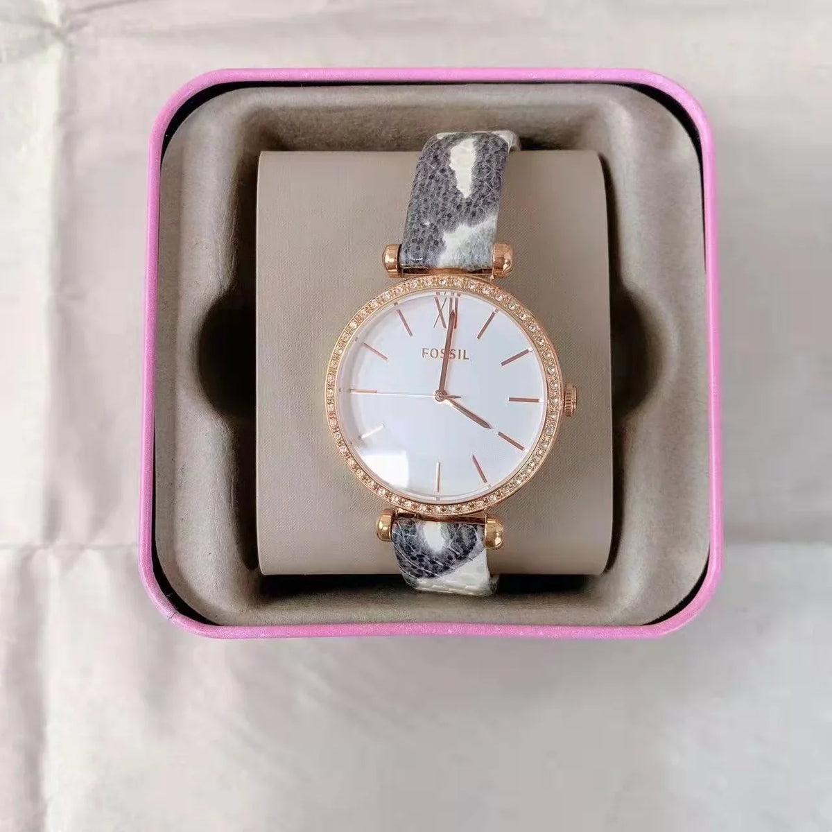 Three-Hand Grey Watch Leather Tillie BQ3532 Fossil