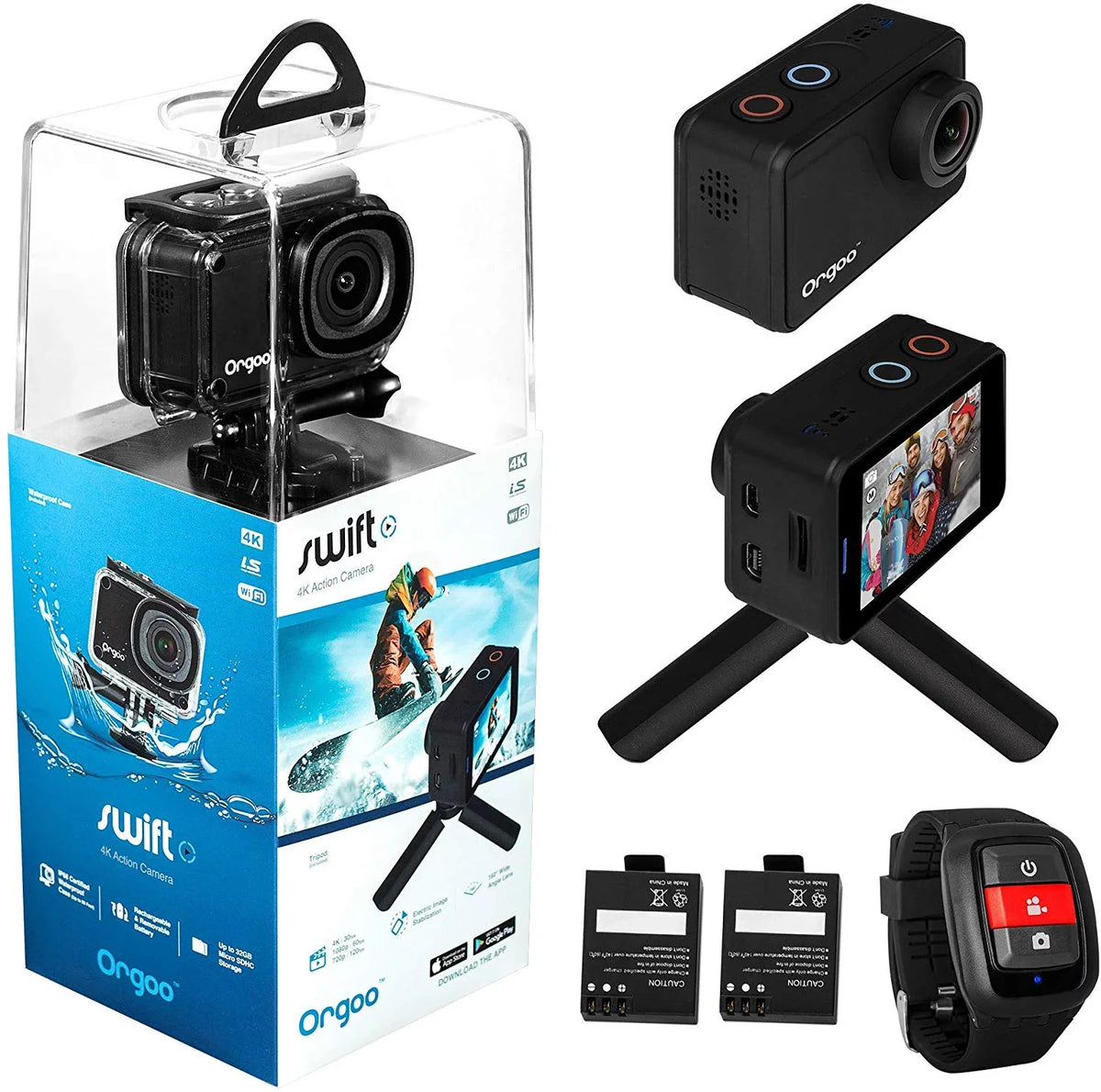 Tripod, Remote, Electronic Touchscreen, Certified Stabilization, 4K Mini Accessories Action 2” ORGOO Wearable Sensor, and Waterproof Camera Sony Swift (Ip68 IPS Image OC1/BLK Image Case, More)