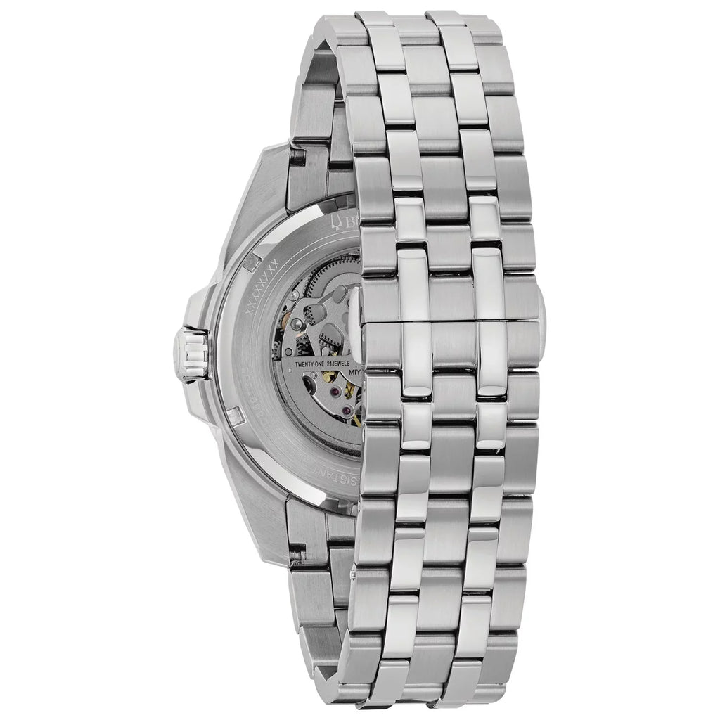 Stainless Men's Silver Watch Bulova 96A187 Steel Bracelet Dial Skeleton Automatic