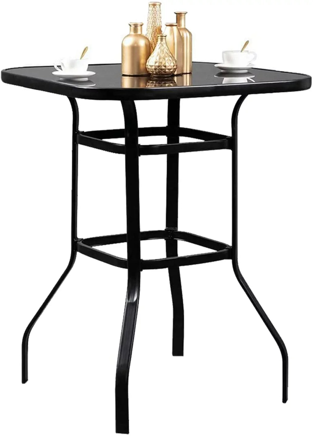 Bar Aretha Modern With Metal Finish Glass Designed Table
