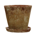 Pot) Creative Finish, Co-Op 8" 2 Cement of Distressed (Holds Saucer, Planter with Set Terra-cotta