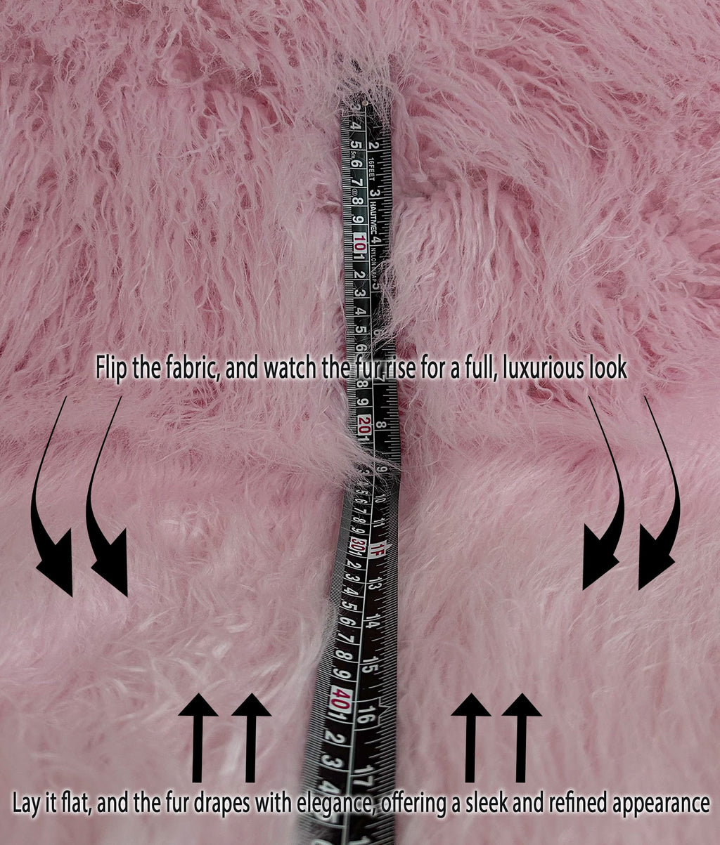 Pile Per Craft, Sold by / Yard FUR Cosplay CURLY Yak Yard (Pink) 58" Continuous Sewing Wide 3.5" LONG Japanese Faux Yarn 2.3oz Fire Retardant Fake