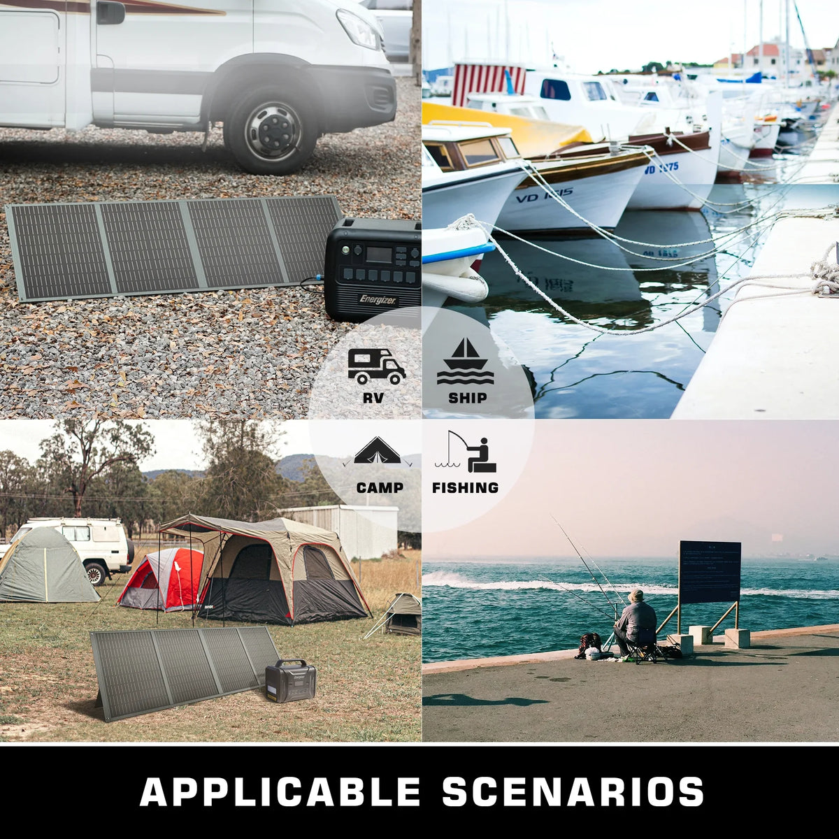 Output Power 110W, Fast Trailer Charging Foldable Segmart and Solar with Devices, Portable Station Camping for Power for USB Car Marine Station PD18W Panel