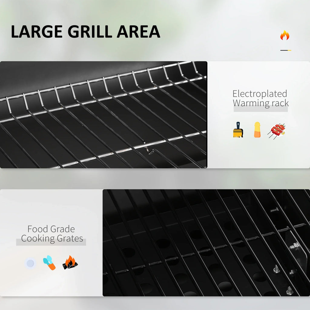 Cooker Portable with Handle, Table, Backyard Grill, BBQ Wheels and Storage Outdoor Or Camping Black Charcoal for Picnic Side Bottom Homiyad Shelf,