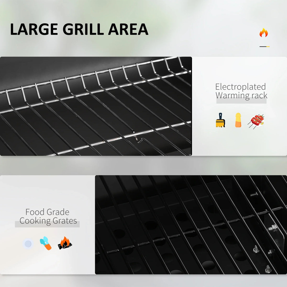 Cooker Portable with Handle, Table, Backyard Grill, BBQ Wheels and Storage Outdoor Or Camping Black Charcoal for Picnic Side Bottom Homiyad Shelf,