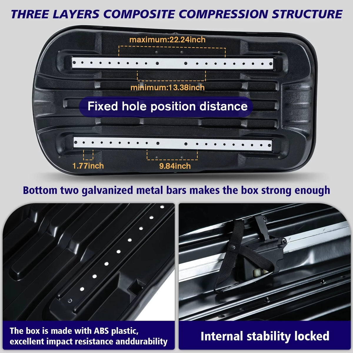 56.3" x H, Box Waterproof Large ft³ Rooftop Hard Fibre Box Locks, Cargo Cargo 30.3" W Carrier 13 Rooftop for x Grain Double Carbon L Cargo 13.8" with Shell Rooftop SUV