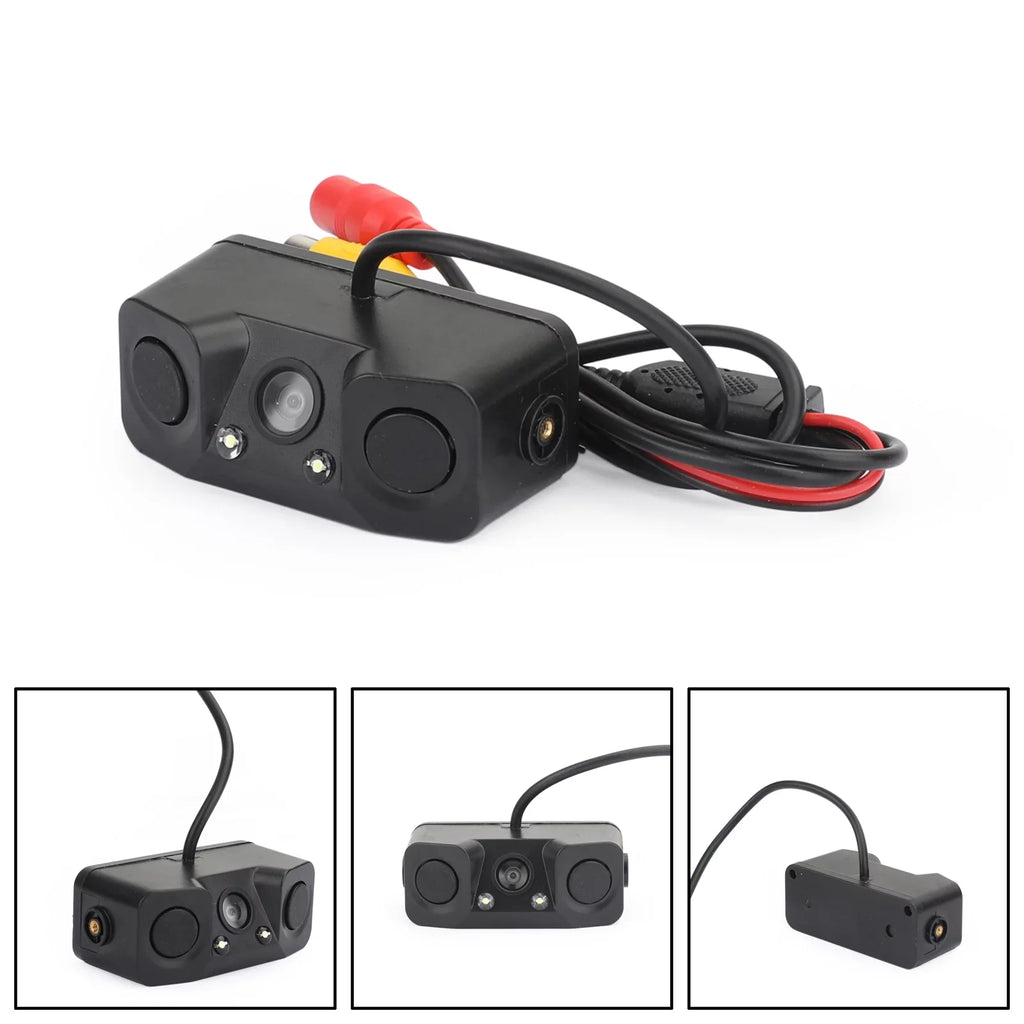 Radar Reverse Camera View Backup Sensor Car 170° Parking Rear 3in1 Camera