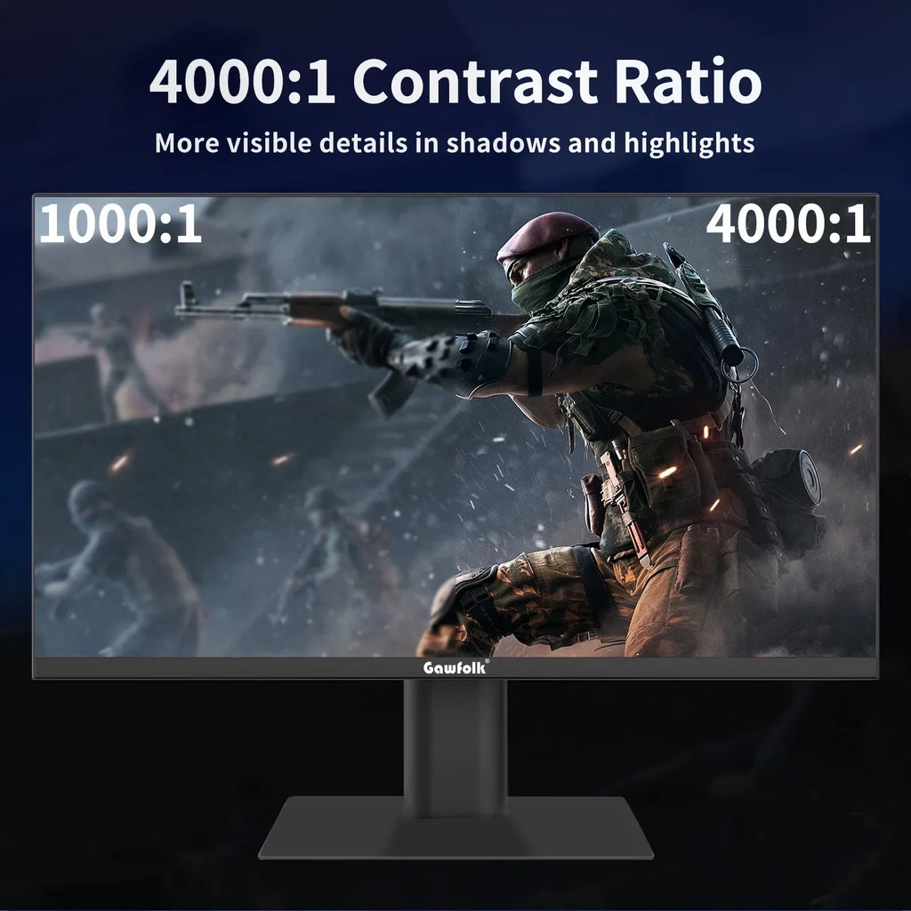 Supports Gaming Full Display 27" 1080P Bezel-less PC and HDMI DP 165Hz, Monitor (Black) HD Gawfolk