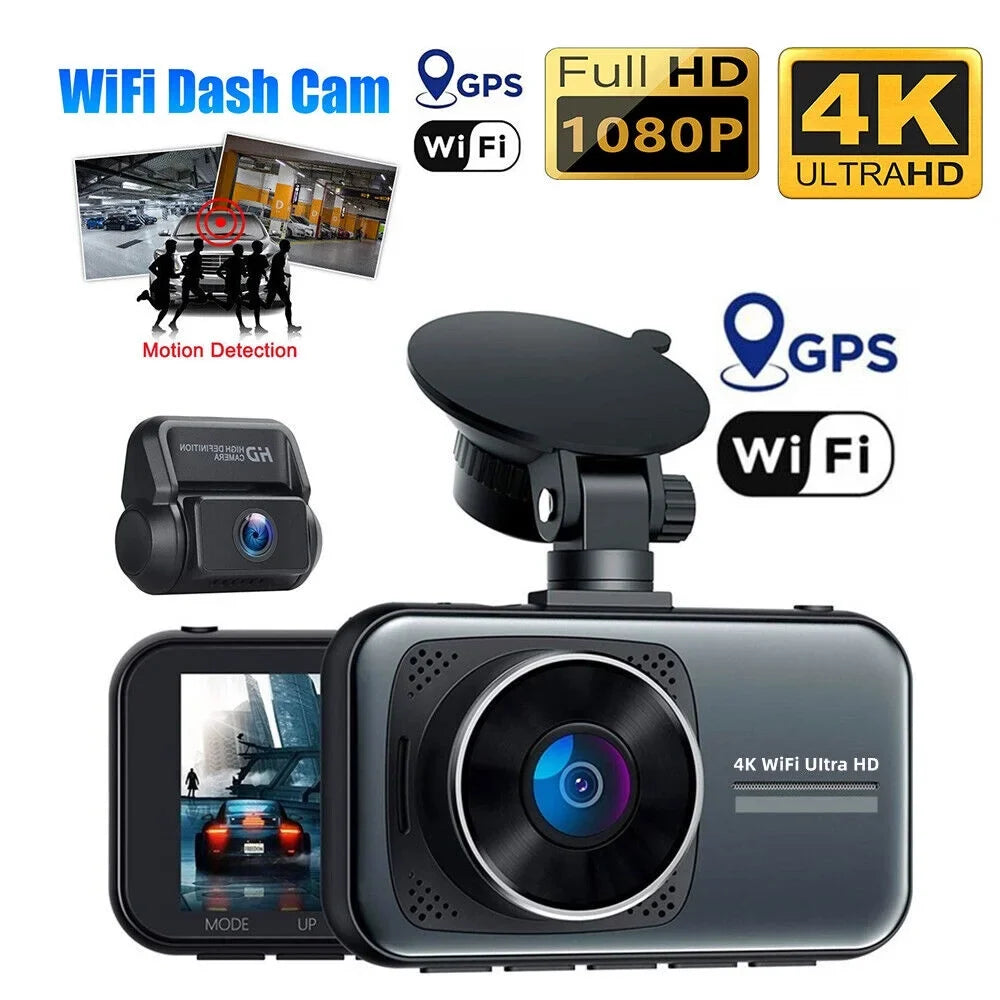Rear 256GB Front Mode Support Parking Dual Wide Vision Full Dash Max 3 Cam 4K/2.5K+1080P 3.16" 24H ONEMAYSHIP Channel HD Night WDR Angle