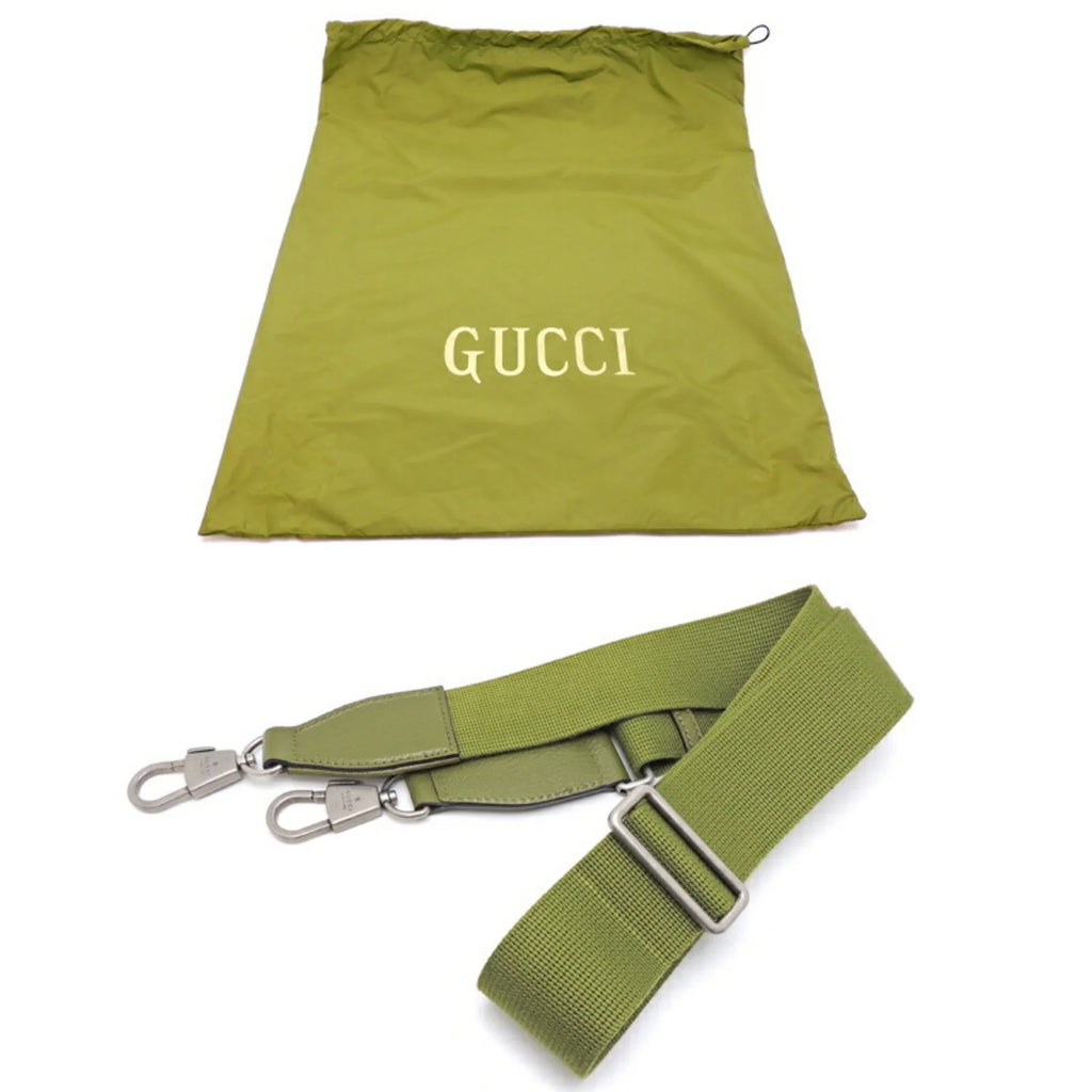 Only) Off The Forest Recycled Lining Grid Gucci Bag GG Tote (Day Green 696043 Medium Nylon (Good) Pre-Owned Ladies