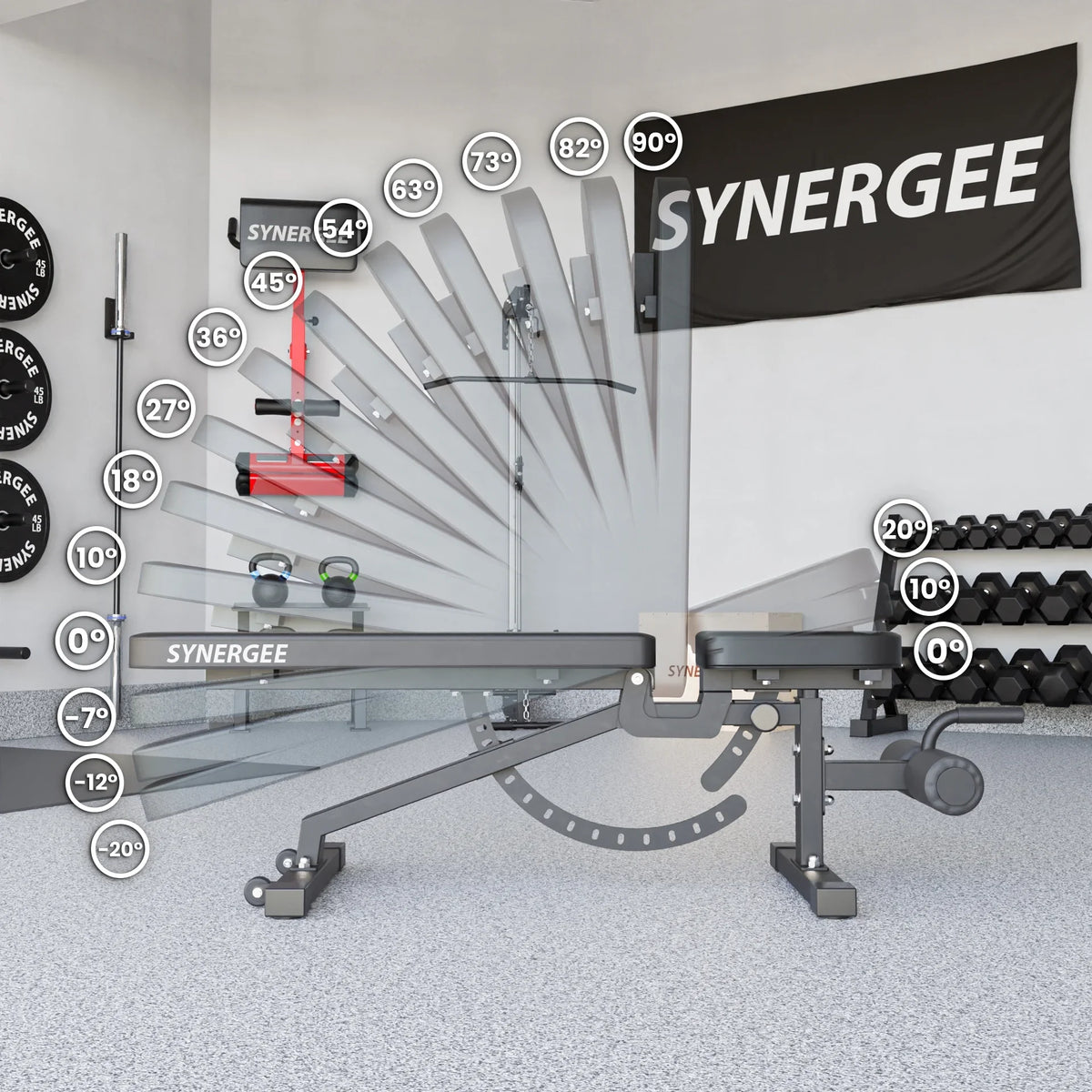 & Exercises Workout Great for Workouts. Bench Dumbbell & Barbell Incline Adjustable Press and Gym. Garage Decline for Synergee Home Commercial, Weight Bench.