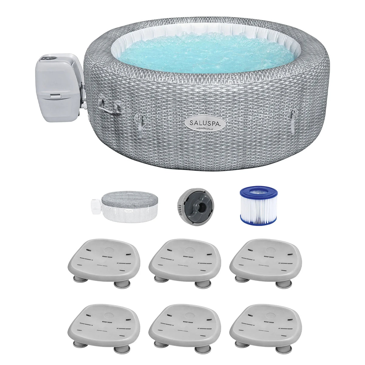 SaluSpa Spa AirJet Hot Honolulu Coleman 6-Pack Bestway with Tub Seat