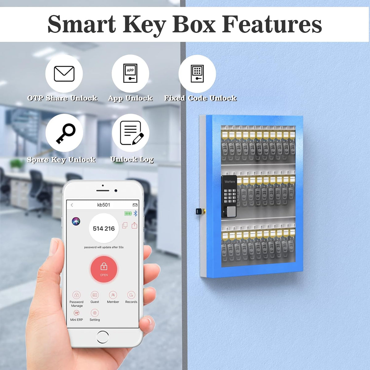 Plus, Mount, Dealership，， for OTP Lock 96 Lockbox, Smart Security Car Half-Remote Bluetooth/Fixed Key APP Cabinet Key Code Share Box Storage Wall