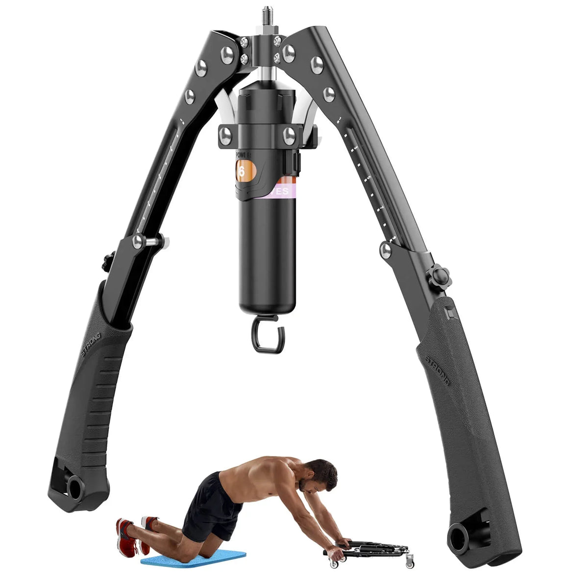 Expander Arm Hydraulic with Exerciser 22-440lbs for with Power Adjustable & Chest Home Training Handle, Roller Upgrade Wheels, Twister Ab Stretchable Wheel 2-in-1 Twister Muscle