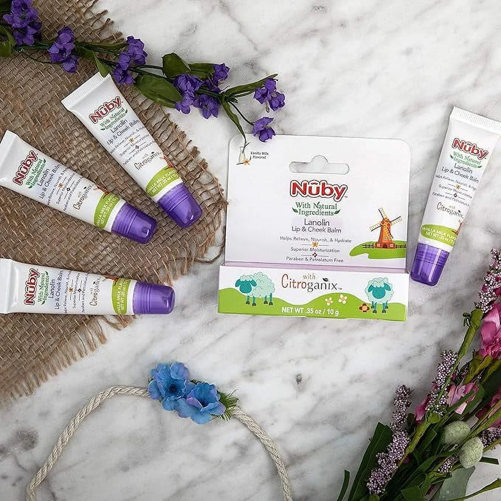 Pack Lanolin Cheek 4 for Nuby, with Talbot's Dr. Inspired Flavor, Vanilla & Milk Baby, Lip Naturally Balm Citroganix,