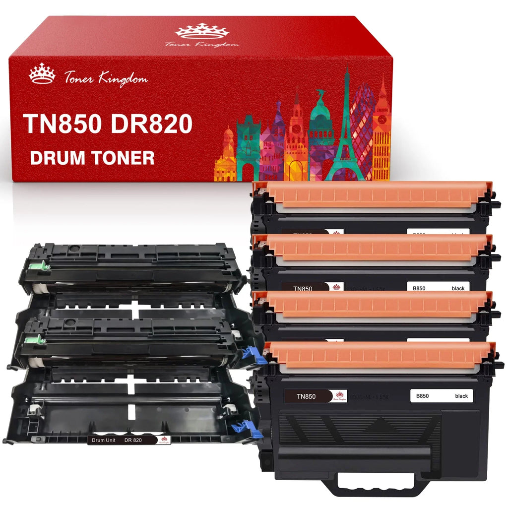 DR-820 2x Cartridge Toner Printers, | Kingdom MFC-L5900DW Replacement HL-L6200DWT with Toner HL-L6200DW black, MFC-L5800DW + Toner&Drum TN-850 [4x by DCP-L5500DN Use MFC-L5900DW Sold Drum]Compatible