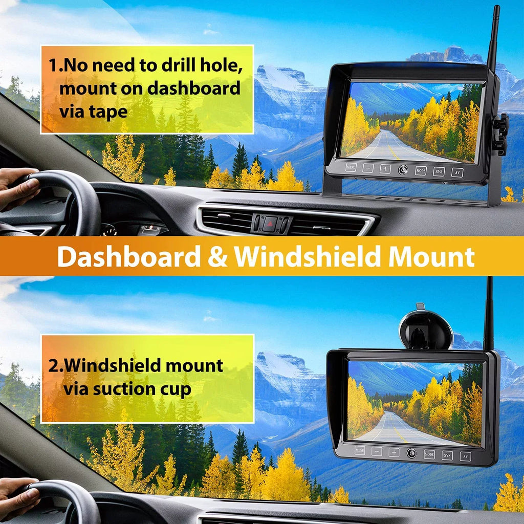 Rear Camera Camera Recorder Backup Monitor Kit Long for Pickup Wireless Signal RV Range Truck Motorhome 1080P Xroose CM1 with Button Trailer, Monitor View DVR Touch Camper, for + 7” Extra