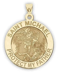 Gold Father Medal Yellow 14K Protect - Solid - My Size 2/3 of Michael Saint inch - Dime, Religious