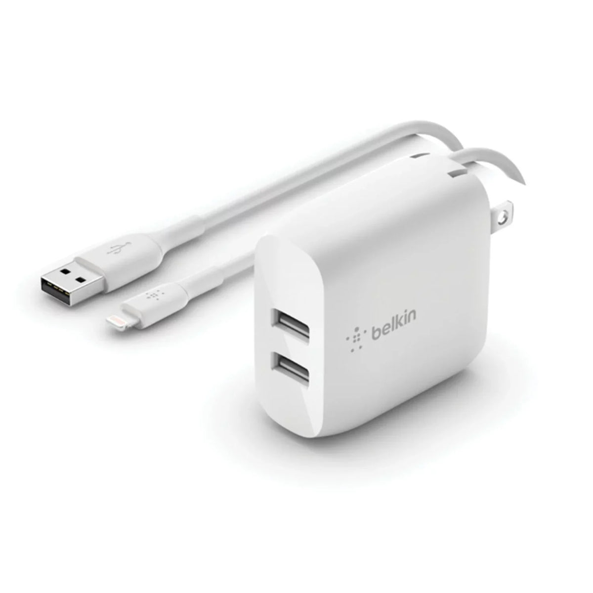 Charger - + Cable Belkin for White 8-Pin USB Wall (24W) Dual iPhone