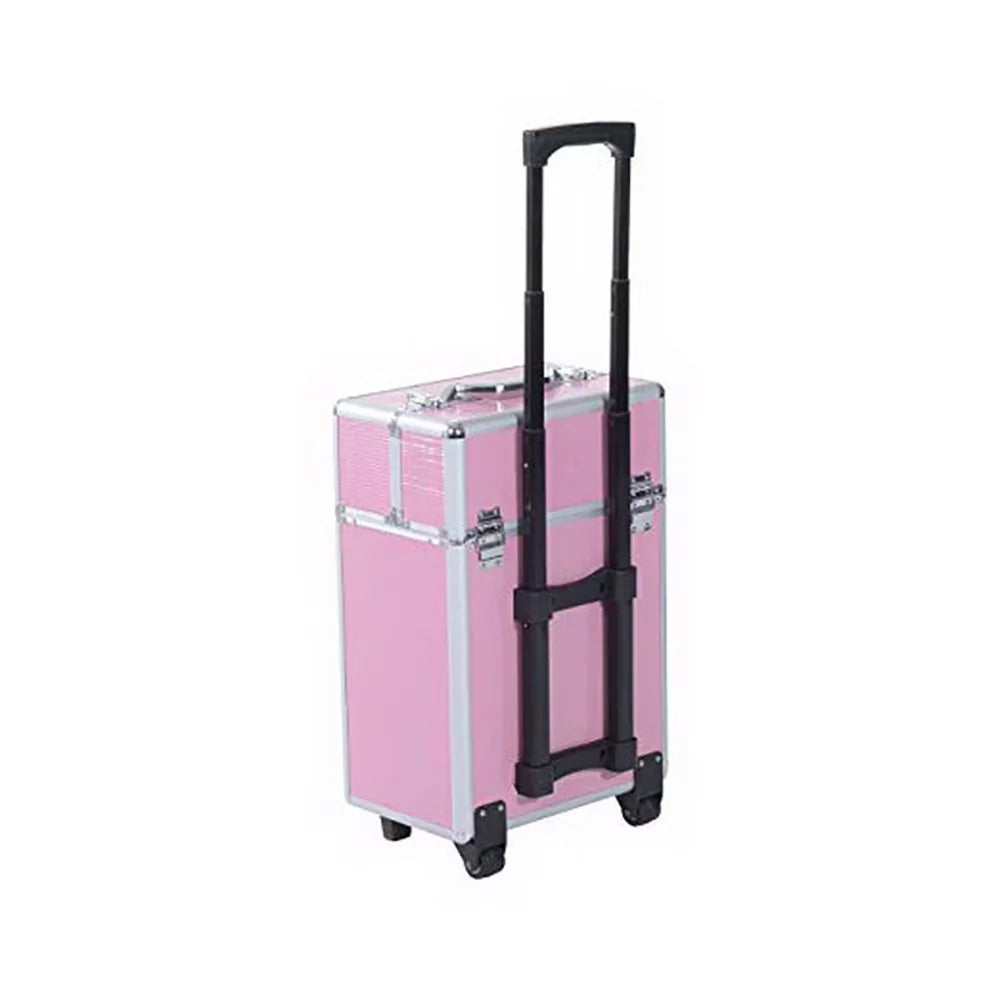 4 Pink Rolling Makeup Rolling Organizer Women, with Extendable Cases, Case Makeup Train for Tier Lockable Case Trays, Cosmetic Cosmetic WRWQ852 Cosmetic Wheels