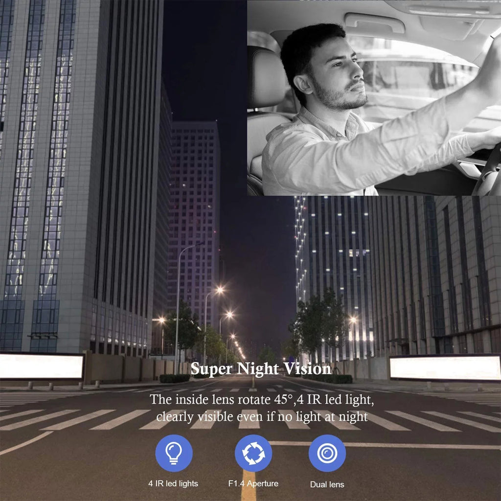 Taxi Camera Recorder Mode Recording, with Dashcam, Front Dash Loop Driving 1080P Car, Vision Parking Cam, for FHD IR Dual Interior G-Sensor, Dash Night TSV Dual