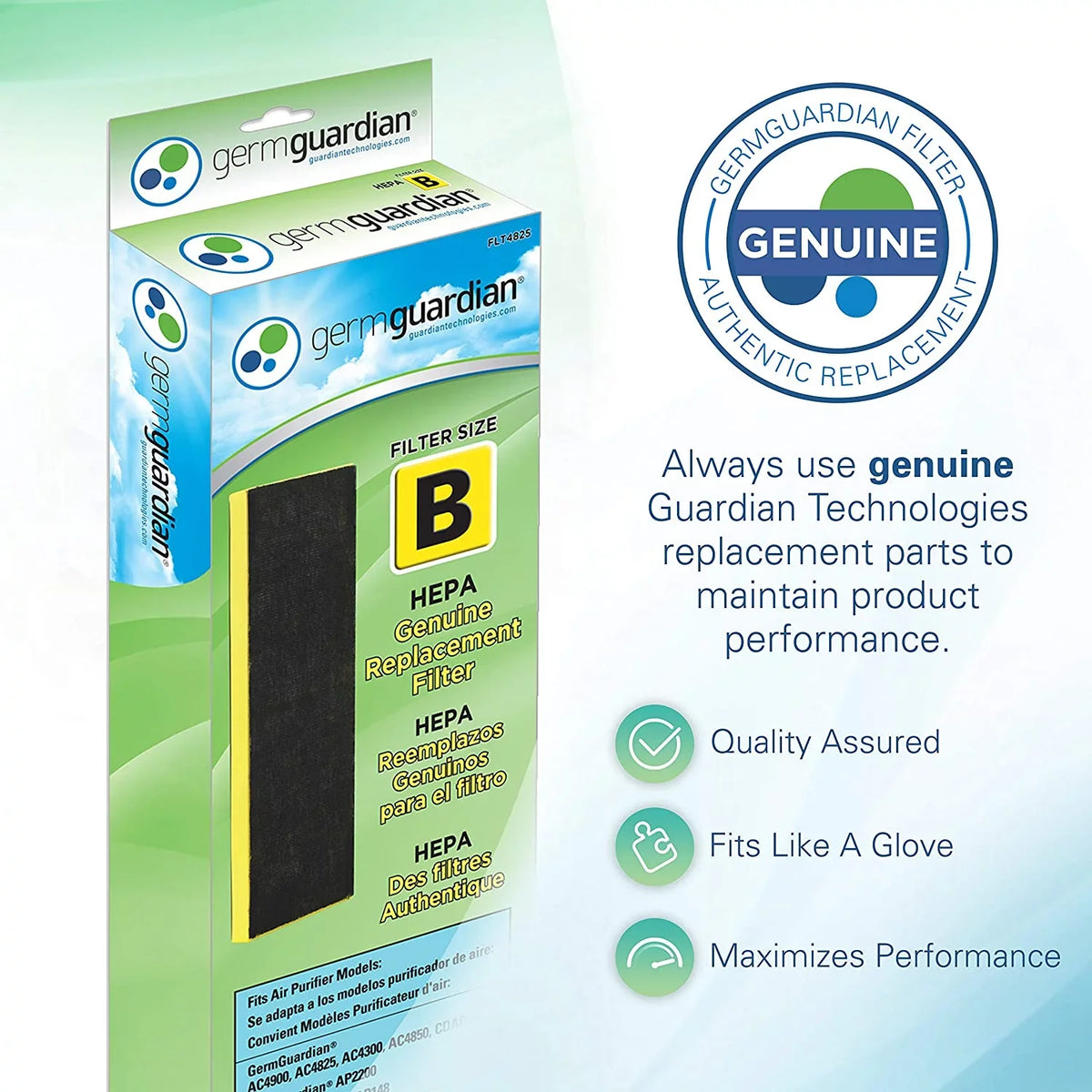 AC4300BPTCA, GENUINE Guardian HEPA CDAP4500WCA AC4900CA, for AC4825, Purifier B GermGuardian and More, 1-Pack AC4825DLX, Air CDAP4500BCA, FLT4825 Germ Filter AC4850PT, Replacement