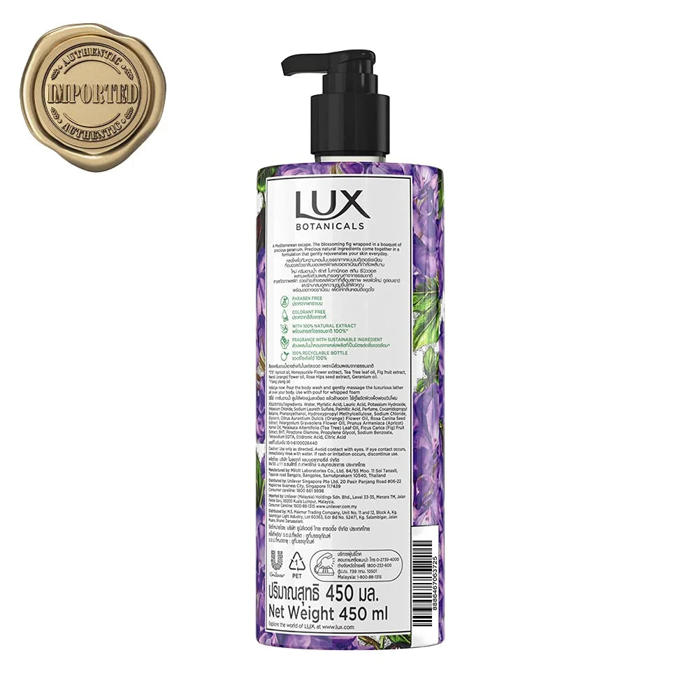 Loofah, Paraben, 450 Gel, Free Botanicals Shower Natural No Skin Extracts, Lux Ml Renewal