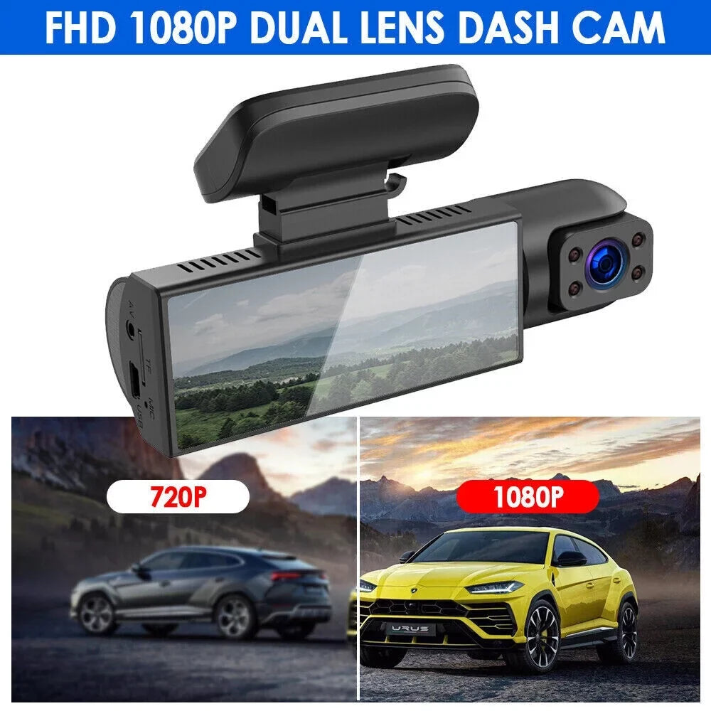 and Lens JLLOM 1080P Inside Dash Cam Camera Dual - DVR Car with Front