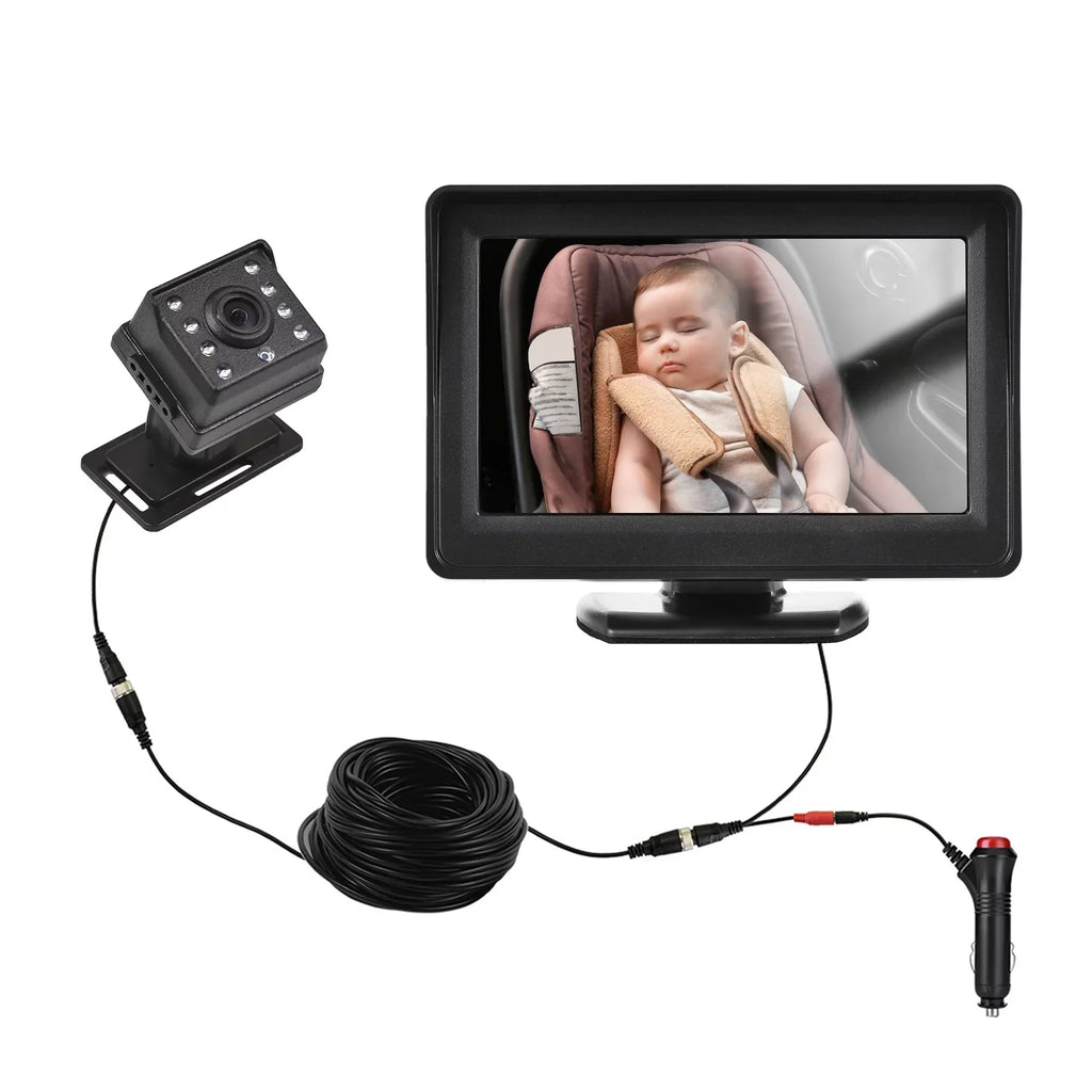 Car Facing Car Arealer Wide Mirror Car Monitor Seat 150° Rear Installation 1080P Display Monitor Seat View 4.3 for Easy Inch Mirror