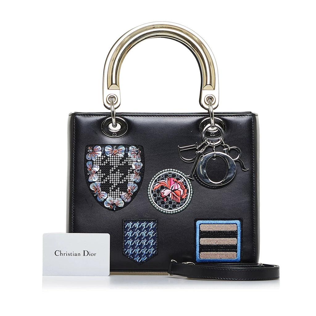 Black Unisex (Good) Pre-Owned Medium Judgement Lady Satchel Leather Calf Authenticated Dior