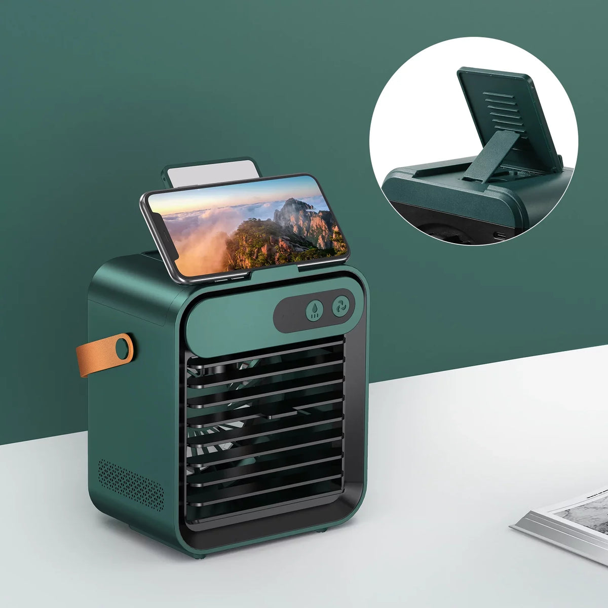 Portable Fan, Phone Fan in with Adjustable 3 Cooling Humidifier and Air mirror Fan with 1 for Speeds Home Desk Personal vanity Air Cooler holder USB Desktop 4 and Office,Bedroom,Car Comvin Fan,Quiet