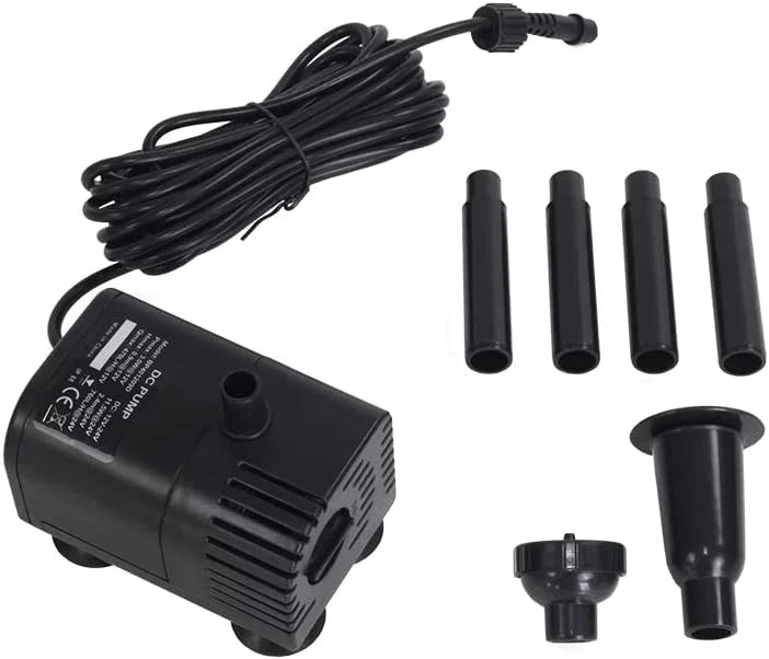 Backup Pump for 12W Water Solar with Pond, Battery) and Protection KIT: GpH Pump Solar 18V Fountain, Fish Dry-Run 185 DC (No Solar Aquarium Panel 12W Water
