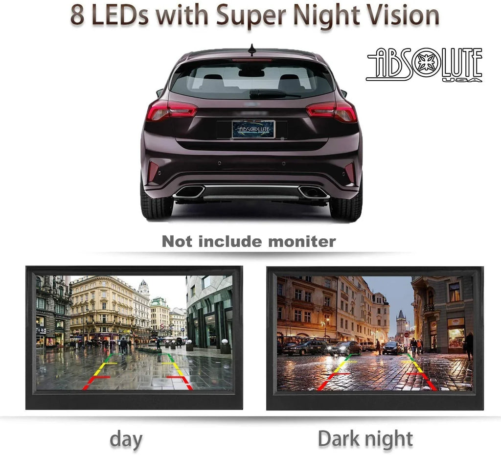 Camera LED High Universal Viewing Plate Reversing CAM2100S Car Backup License Waterproof Vision View 8 Plate Night Camera License 170° HD Angle Absolute Sensitive Bright Chrome Rear Camera,