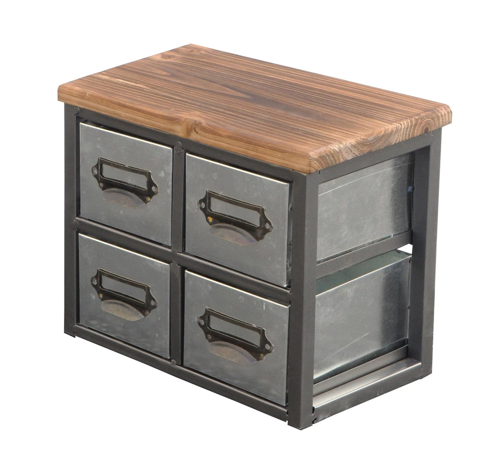 Vertical Organizer Drawer Top 4627 Frame & Wood Short Handle Galvanized - Metal Label Cheungs Scoop 4 with