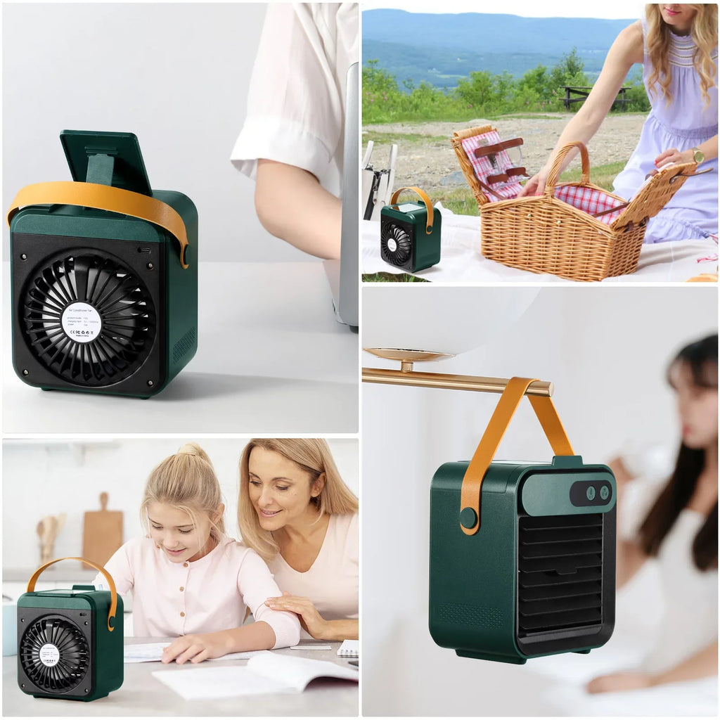 Portable Fan, Phone Fan in with Adjustable 3 Cooling Humidifier and Air mirror Fan with 1 for Speeds Home Desk Personal vanity Air Cooler holder USB Desktop 4 and Office,Bedroom,Car Comvin Fan,Quiet