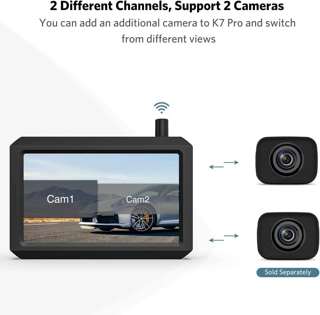 TFT-LCD with Camera HD Backup Van, HD for 5″ K7 Mini Car, Camera, Dual Pro RV, Rear Camera Pickup Wireless Waterproof and SUV, View Kit Monitor