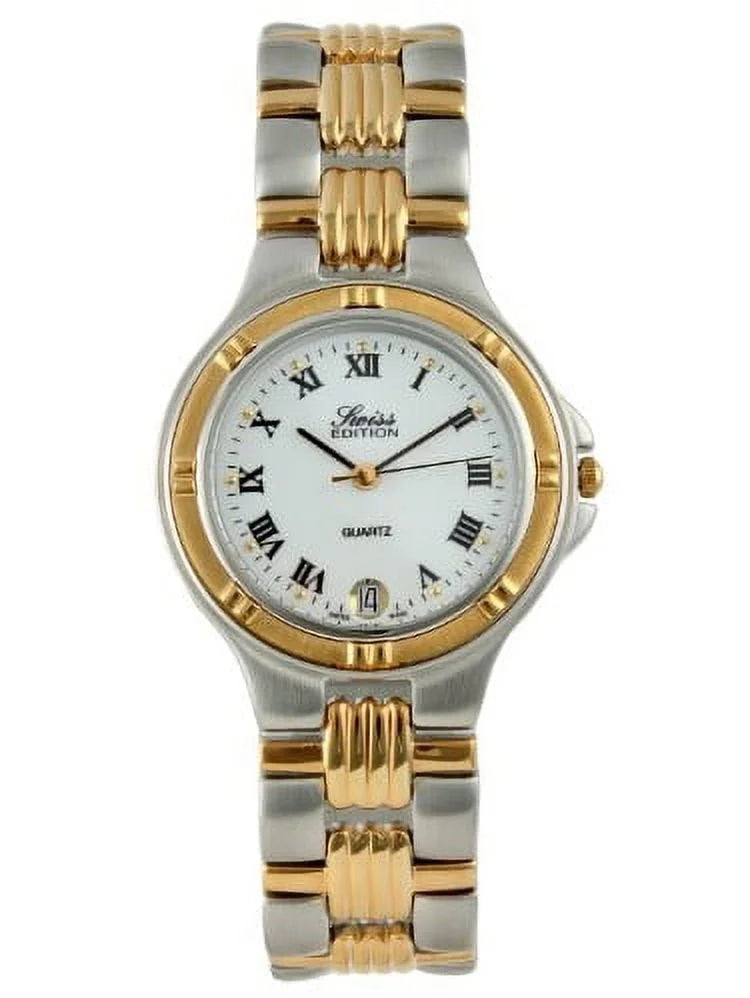 Gold Tone Watch Bezel Dress Numeral Roman Plated SE3606-M Dial Men's Silver Two Luxury & Swiss Edition Gold White 23K