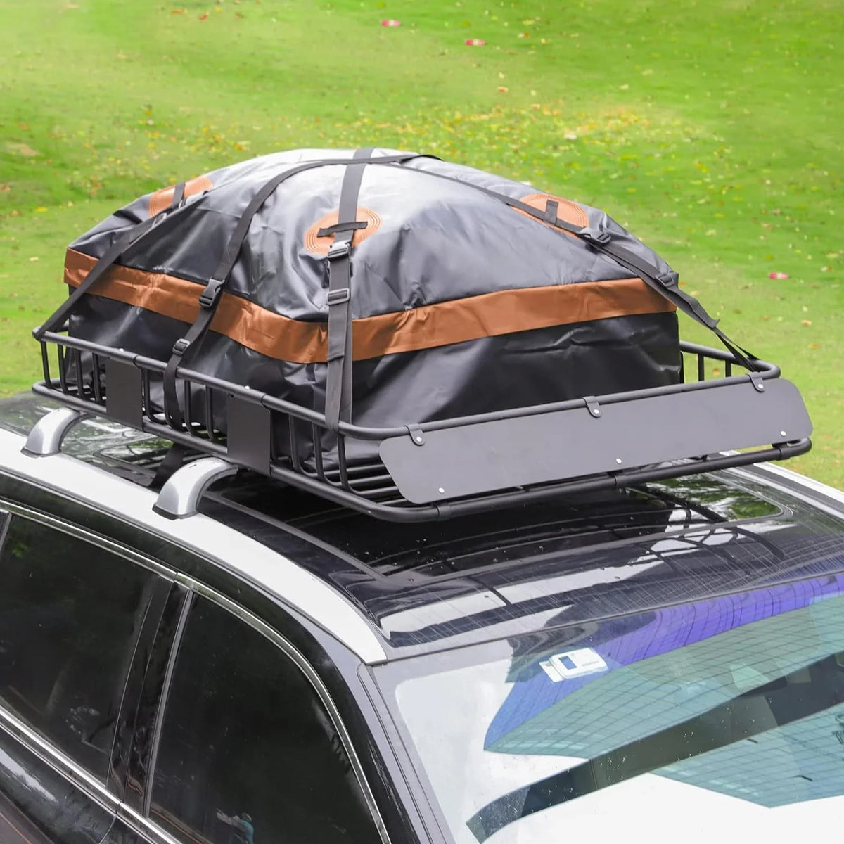 for Net, Rack, Carrier 54" Tie Rooftop Duty Waterproof Thten Capacity, Basket Rack Luggage 150lb Roof Steel 34" Holder Construction Down with SUV, Heavy x Cargo Car Top Bag, Strap, Extension and