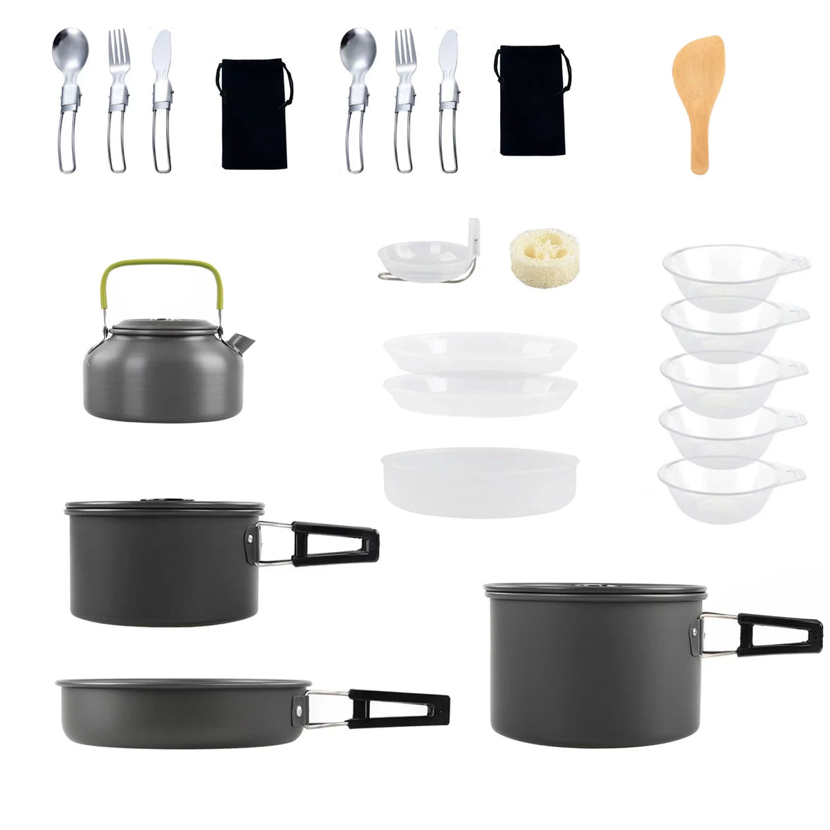 Kettle Kit Mess Pan Backpacking with Camping Hiking Non-Stick Set Pot Cookware Lixada