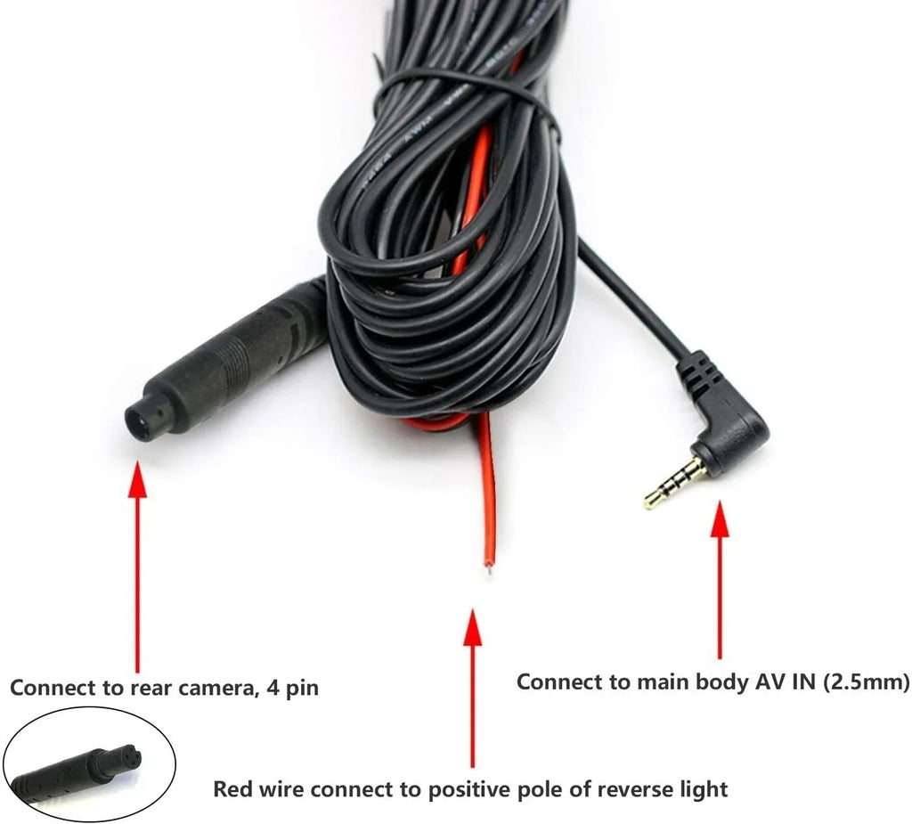 Cable Cam(4 REDTIGER 50Feet pin,2.5mm) for Cord Extension Camera Dash Backup