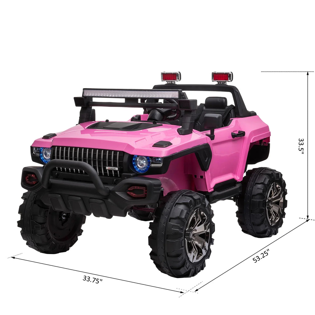 Pink Police Car SUV 2-Seater Truck Ride Remote Kids with Parental Toy On Aosom Control, Electric 12V