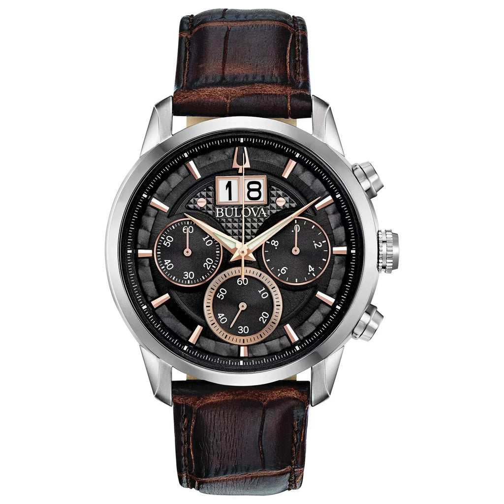 96B311 Leather Bulova Brown Chronograph Sutton Watch Mens