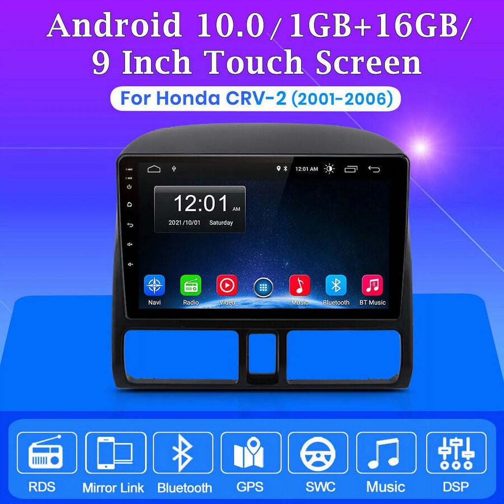 Wireless Navigator Honda AWESAFE 2001 Link CRV Touch 2006,2+32GB Auto Inch with 9 Car 2003 Bluetooth Mirror Carplay Radio 2005 Stereo GPS Radio Android WiFi 2002 FM 2004 Screen for